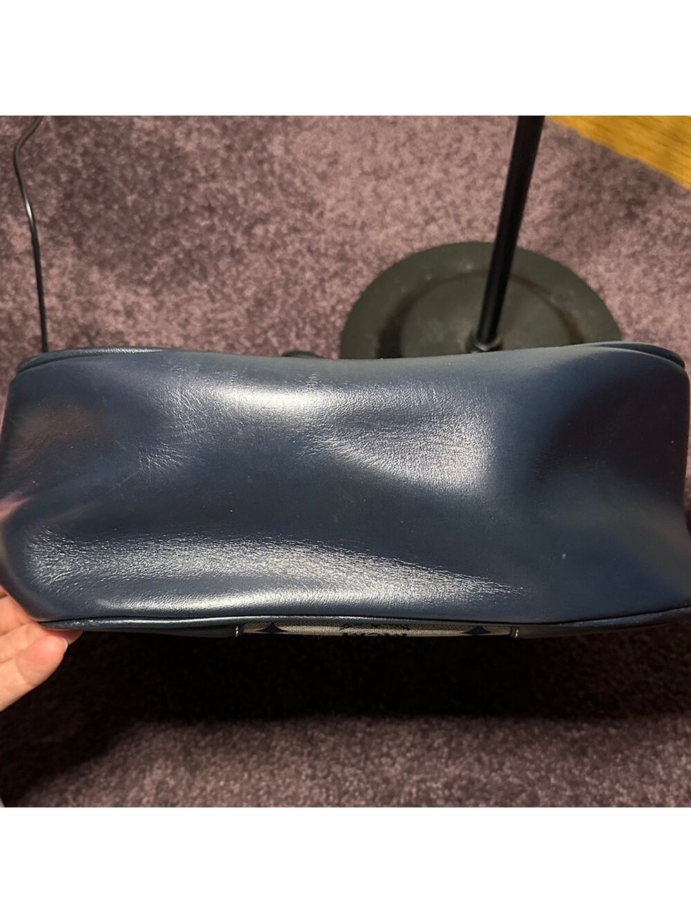 MCM Navy & Gray Monogram Leather & Denim Shoulder Bag - Picture 7 of 9